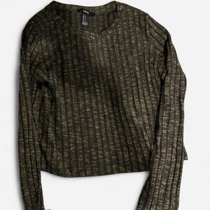 Forever 21 Olive Green Ribbed Crop Top